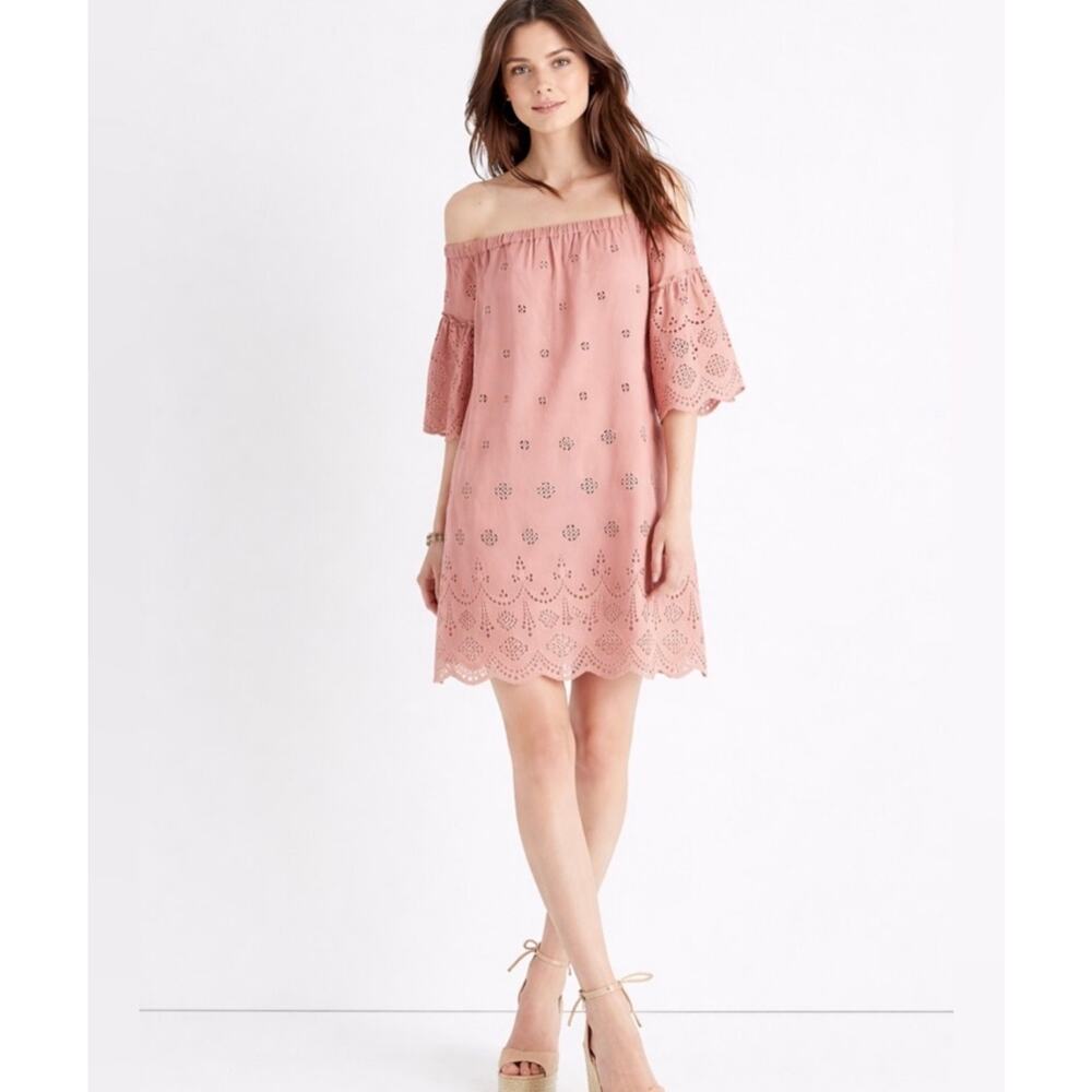 Madewell eyelet off-the-shoulder pink